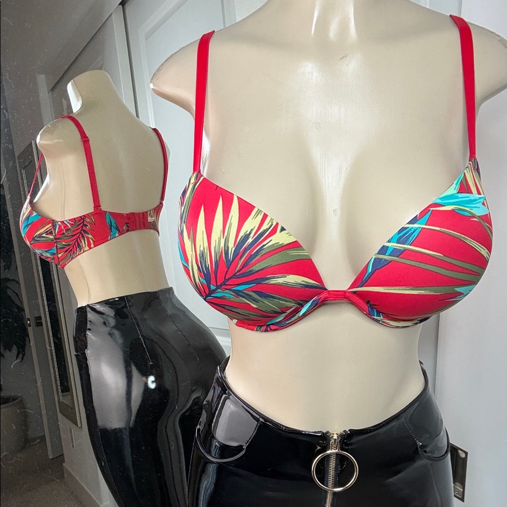 Vibrant Tropical Print Victoria secret very sexy push up bra 32DD Pink